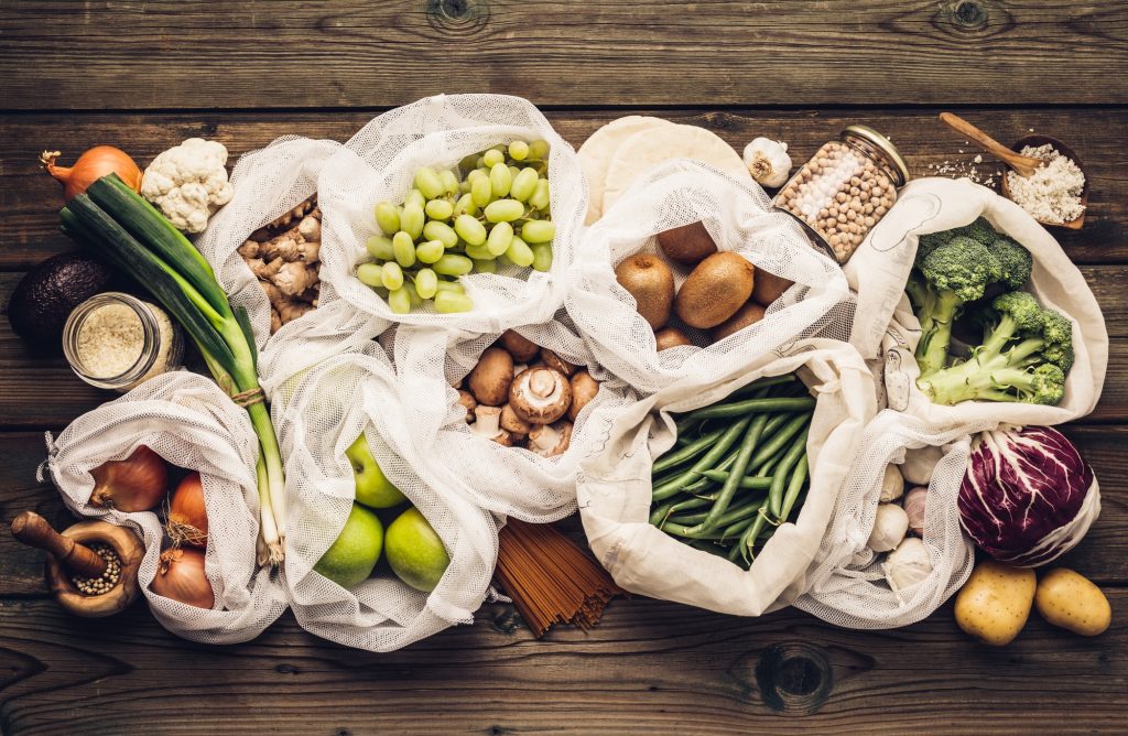 Eco friendly food shopping or cooking concept Plastic free lifestyle
